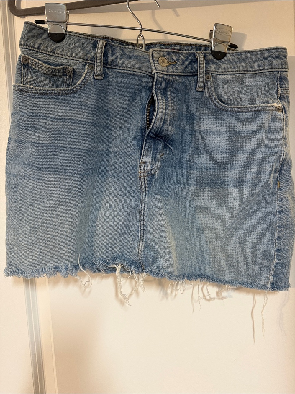 Lucky Brand Light Blue Distressed Denim Mini Skirt